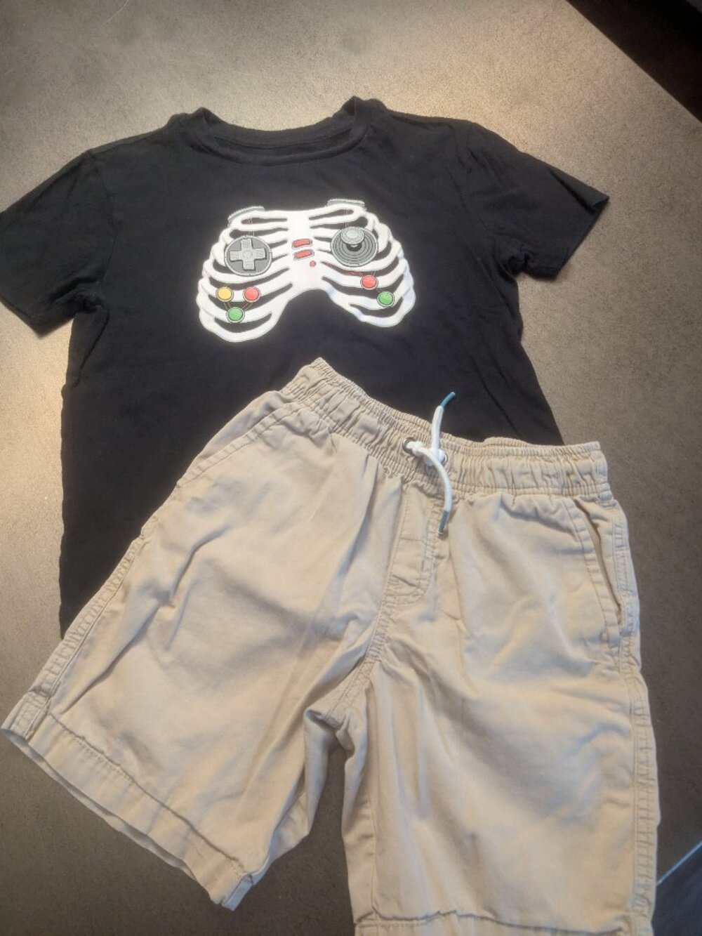 Gamer Rib Cage Tee and Khaki Shorts 6-7